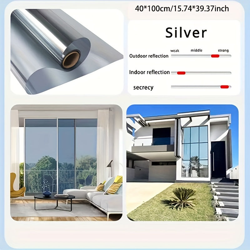 Polyester Privacy Window Film with One-Way Mirror Effect - Sun Protection, Heat Insulation, UV Block, for Office/Home Use