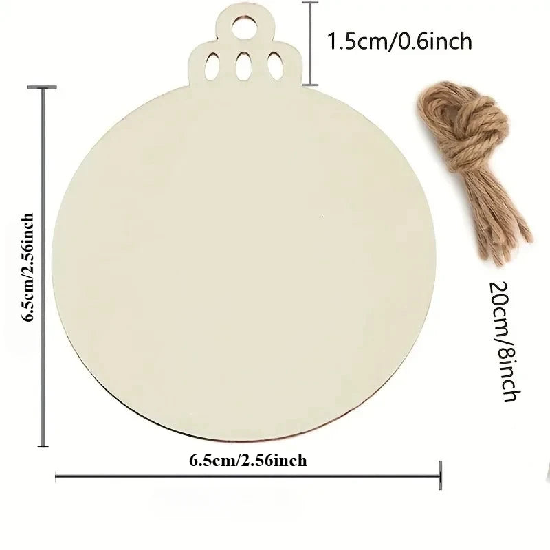 10 rodajas de madera pretaladradas sin terminar, discos redondos lisos con hilo natural, para manualidades y decoración de fiestas navideñas.