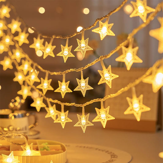 1pc Star String Lights Battery Operated Indoor Fairy Lights, For Indoor & Outdoor, Party, Wedding And Holiday Decorations New Year(Warm White)