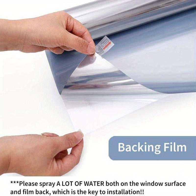 Película de espejo para ventana, 1 rollo, tintado reflectante para privacidad, anti-UV, con control de calor y bloqueador solar, para casa, oficina, sala de estar, opciones en plateado/negro y plateado.