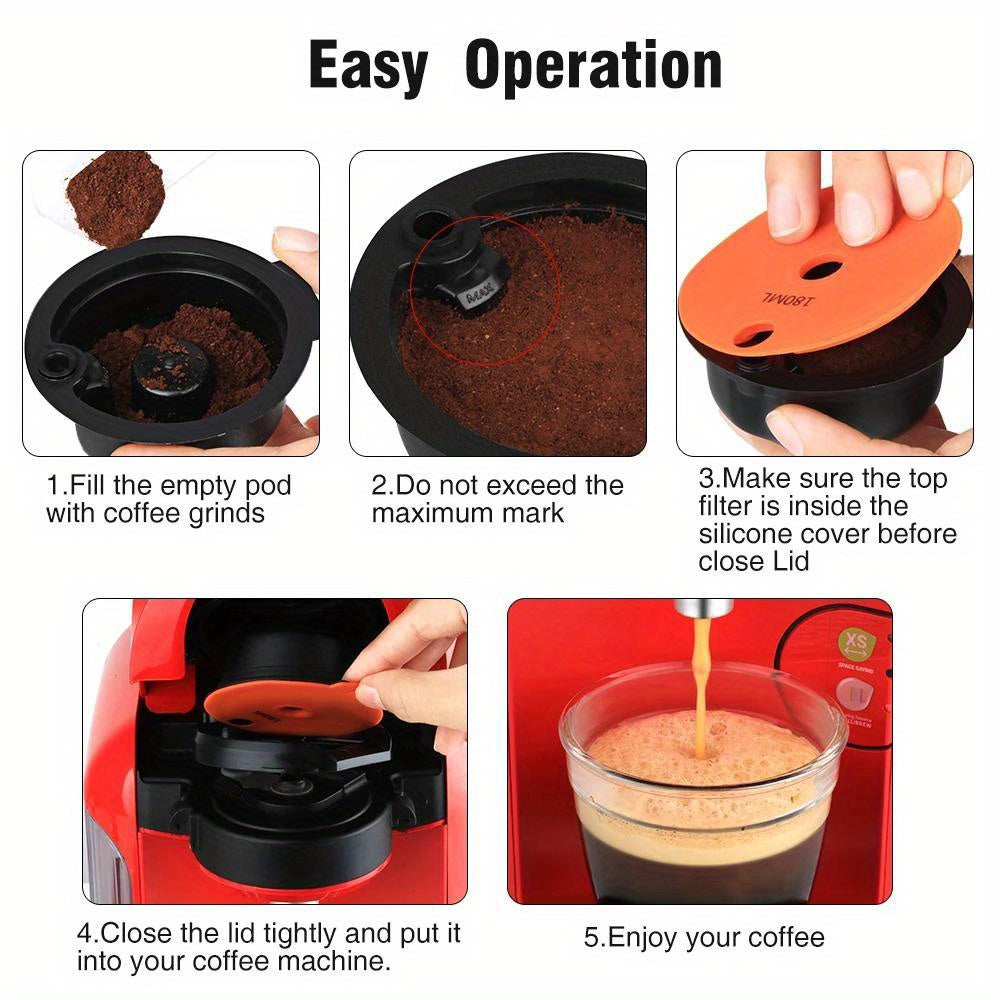 Reusable Coffee Capsule Pod with Silicone Lid, 200ml - 1pc, Compatible with Bosch Tassimo Machines, Permanent Filter Refillable Coffee Pod, BPA-Free Plastic