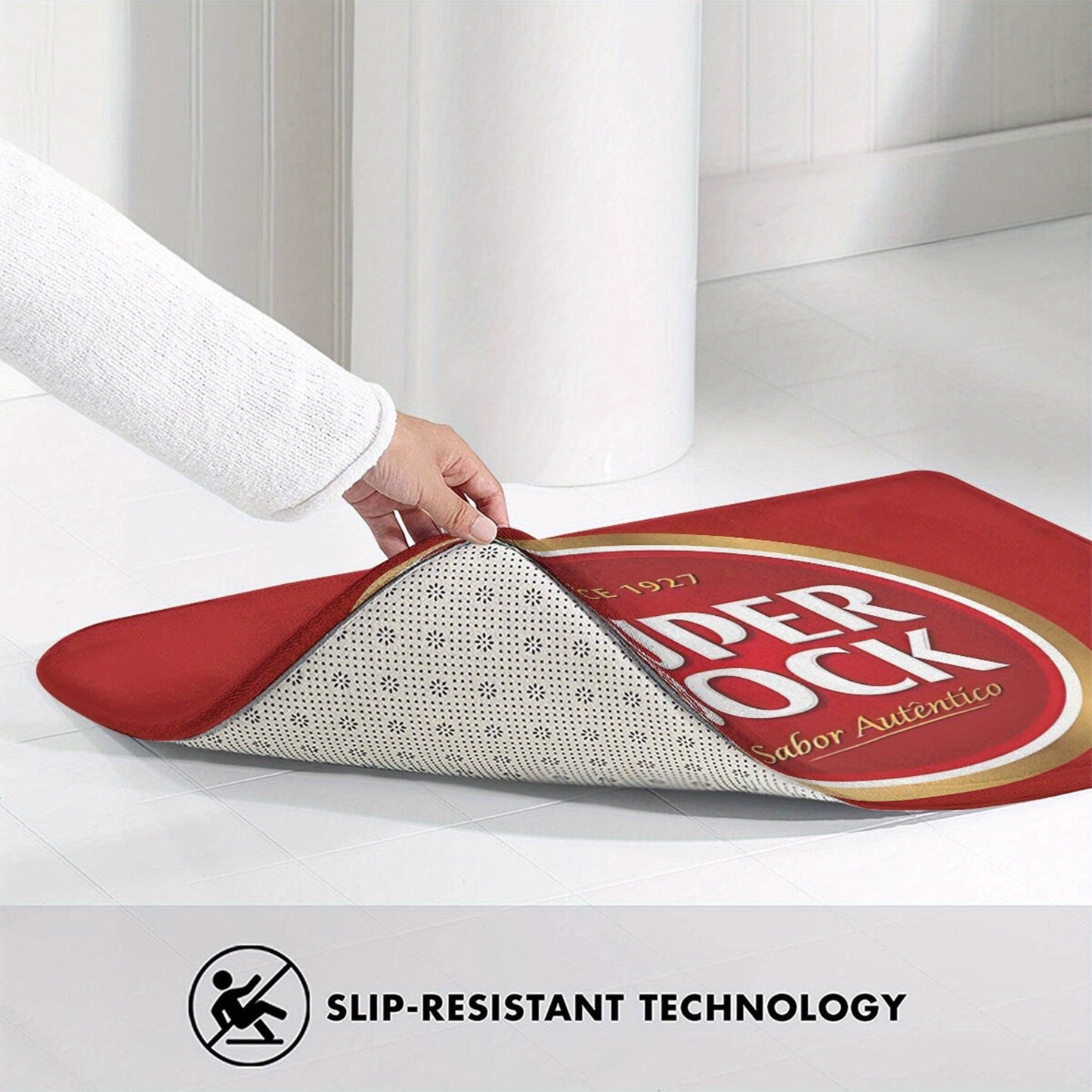Super Bock-Inspired Lightweight Polyester Doormat - Machine Washable, Rectangle Kitchen & Outdoor Rug for Home Decor