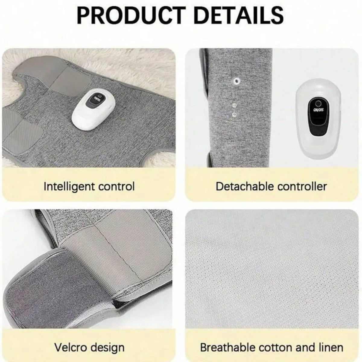 Masajeador eléctrico de piernas inalámbrico y recargable, con compresión de aire para aliviar la tensión muscular y relajar los músculos de las piernas.