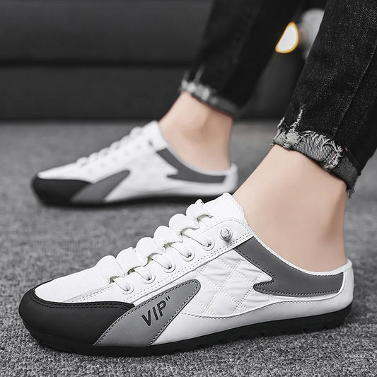 2023 Men's Fashion New Style Lat-sole Wild Flat Bottom Summer Thin Section Baotou Half Slippers