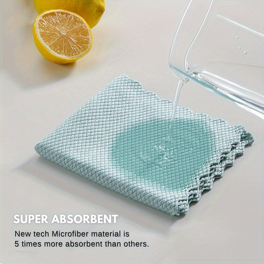 10pcs Premium Microfiber Dishcloth, Magic Rag, Absorbent Dish Cleaning Cloth, Kitchen Dishcloth, Cleaning Towel Special For Glass, Cleaning Gadget For Restaurants, Food Trucks, Cafes