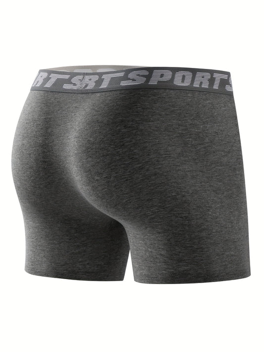 A Pack Of 4 Men's Sports Fitness Briefs, Breathable And Comfortable Long Pants, Stylish And Simple Men's Underwear With Sizes: XS, S, M, L, XL, XXL