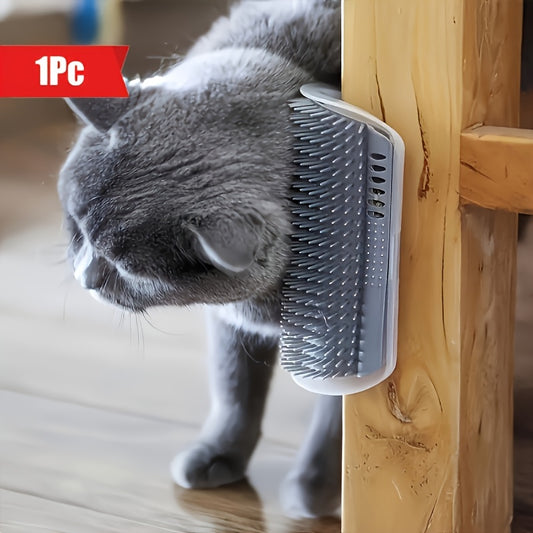 Self-Cleaning Cat Grooming Brush - Wall Corner Mounted Massage Comb for Shedding & Itch Relief, Interactive Teaser Tool for Cats, Ideal Daily Use & Great Gift for Cat Owners, Cat Grooming Tools, Plastic, Pet Hair Removal, Sui