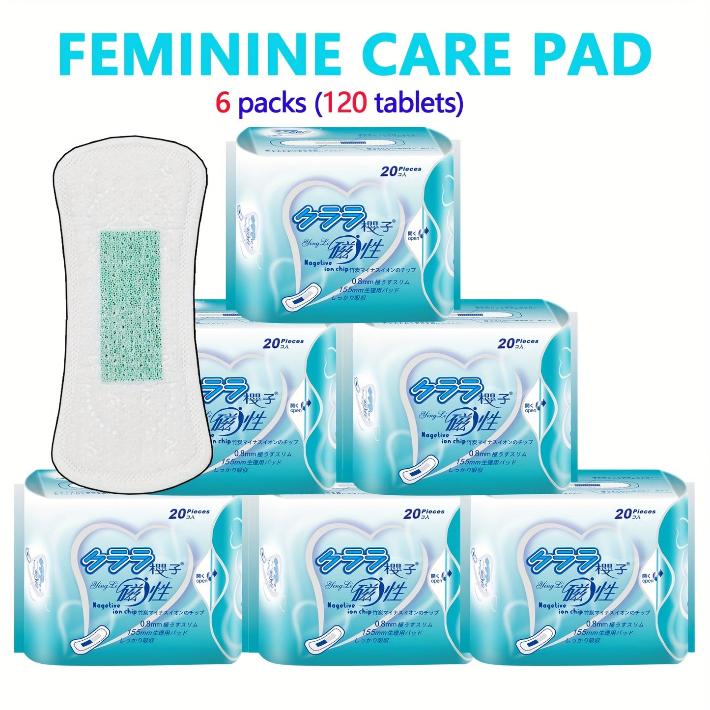 Compresas de iones negativos de carbón de bambú (20/40/50/100 unidades), compresas ultrafinas Wing, cómodas, suaves y sin fragancia. Compresas menstruales Wing, empaquetadas individualmente, cuidado personal femenino Hy