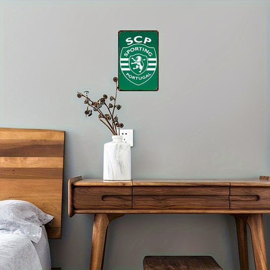 Vintage Sporting Clube de Portugal Iron Metal Sign - Wall Hanging Decorative Plaque for Home, Kitchen, Bar, Cafe, Garden, Farmhouse - Multipurpose Retro Wall Art, No Electricity Needed - 30.48x20.32 cm