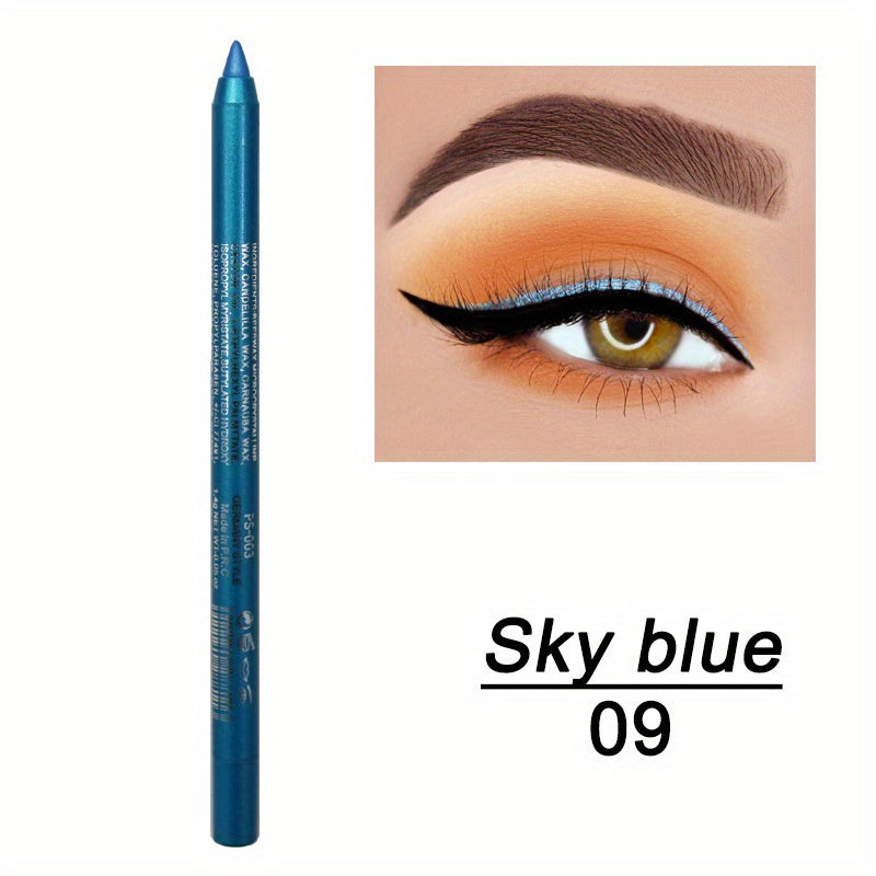 Delineador de ojos de 14 colores, acabado metálico brillante con brillo perlado de alta pigmentación, estilo gótico punk ahumado, resistente al agua y de larga duración, ideal para festivales de música.