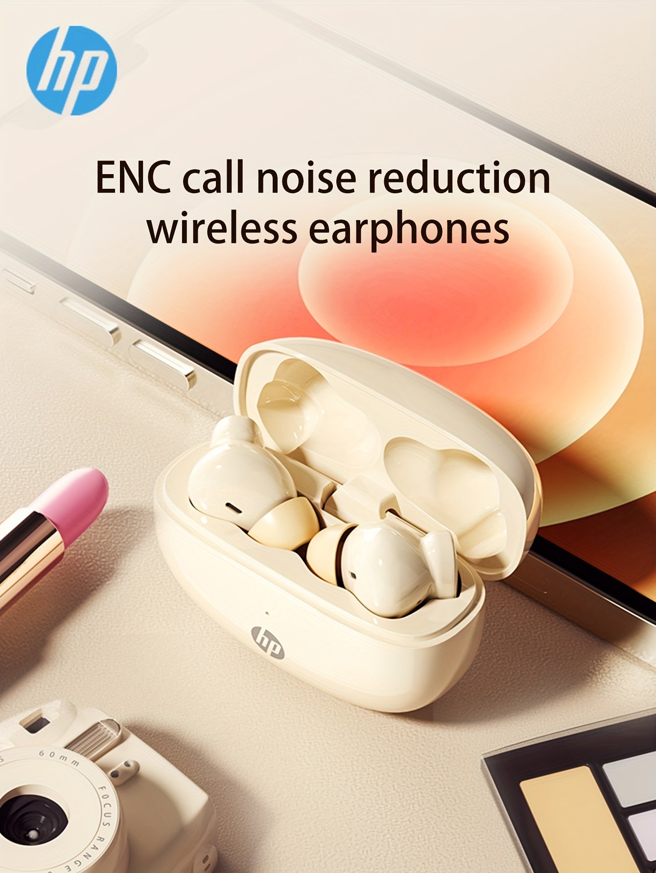 HP True Wireless Headphones ENC Noise Cancelling Earbuds - Comfortable For IPhone/ Android, Built-in Microphone Sweat Resistant Earphones, Wireless Headphones