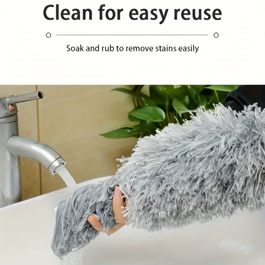 Extra-Long Retractable Duster with Bendable Head - Reusable & Washable for High Ceilings, Furniture & Car Cleaning