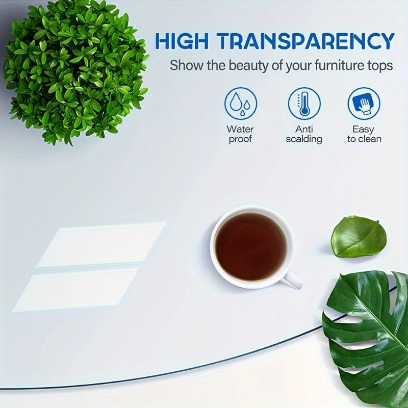 1pc Clear PVC Table Protector Cover - Stain Resistant, Heat Resistant up to 176°F, Easy Clean for Office Desk, Dining & Wooden Furniture