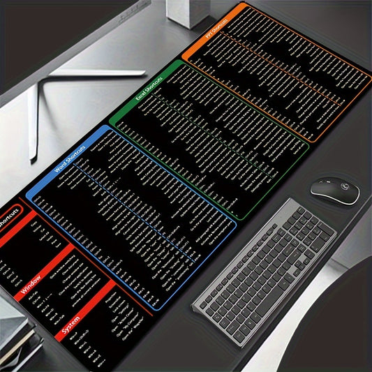Mouse Pad Office Software Office Word Excel PPT Shortcuts Large Desk Pad Excel Shortcut Pattern Non-Slip Keyboard Pad With Shortcut Pattern Computer Gaming HD Mousepad Carpet Laptop Mice Pad
