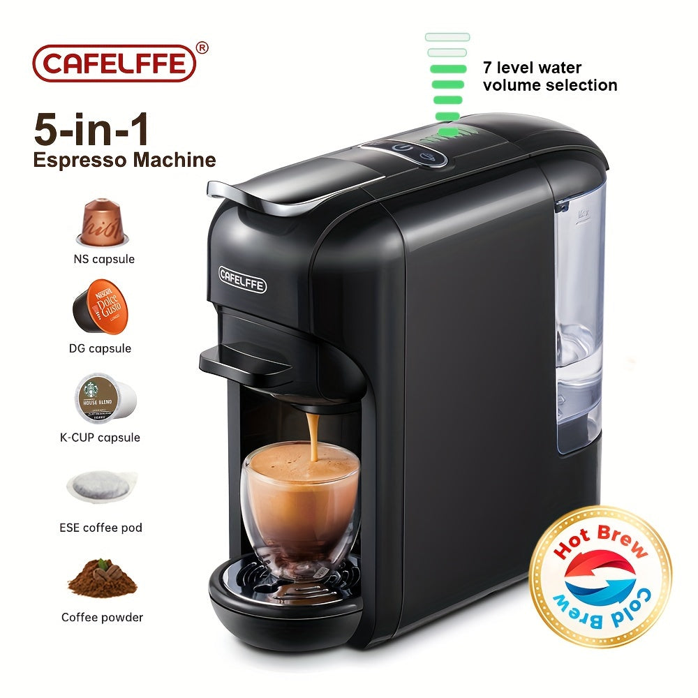 Cafetera de cápsulas 5 en 1 CAFELFFE, control de temperatura (frío/caliente), calefacción, compatible con Dolce Gusto, K-CUP, cápsulas de café y café molido, cafetera automática para la cocina del hogar, gran regalo para Halloween y Navidad.