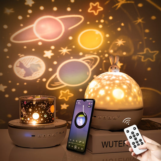 Proyector de estrellas con luz nocturna, 15 películas, 7 colores, altavoz musical, temporizador remoto, proyector de techo con rotación de 360°, luz nocturna silenciosa para decoración de habitaciones.