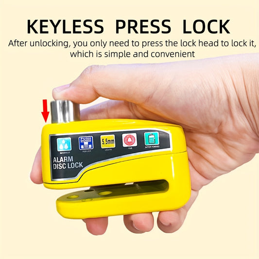 High Decibel Alarm Disc Lock for Bikes, Heavy-Duty Anti-Theft Motorcycle Lock with Motion Sensor - Waterproof Zinc Alloy Bicycle Disc Brake Lock with 2 Keys and Hex Wrench for Outdoor Generator, Scooter, Tricycle, Baby Carria