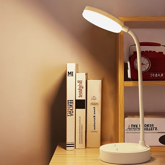 Lámpara de escritorio LED moderna y regulable - Luz nocturna de plástico con iluminación ajustable para dormitorio y sala de estar - Lámpara decorativa artística con alimentación por USB, accesorio de encimera con interruptor - Sin pilas