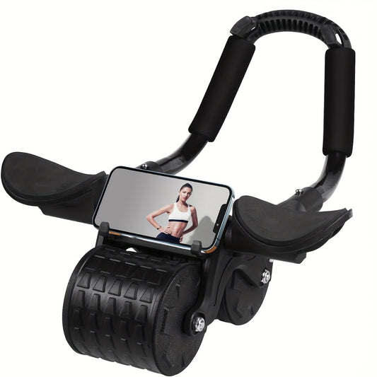 Universal Abdominal Exercise Wheel with Automatic Rebound, Elbow Support - Core Strength Trainer, Uncharged Dual-Wheel Abs Roller for Men and Women, Durable Spandex and PVC Construction