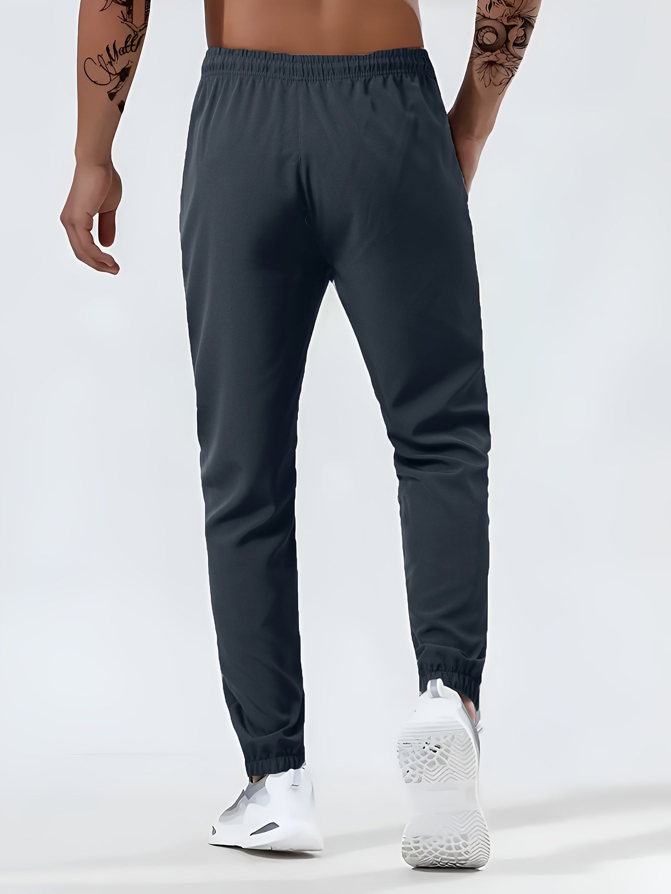 3pcs Men's High-Waist Athletic Pants - Breathable, Quick-Dry Fabric with Zipper Pockets | Ideal for Gym, Running & Outdoor Activities | Slim Fit, All-Season Wear in Black, Navy, Dark Blue, Yoga Apparel|Smooth Texture Pants|Br