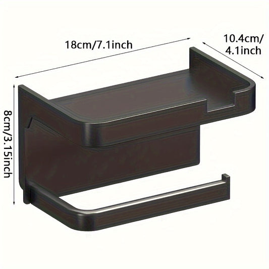 Portarrollos autoadhesivo para papel higiénico con estante de almacenamiento que ahorra espacio: organizador de baño y cocina de doble propósito, acabado pulido