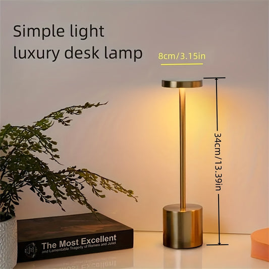 Lámpara de escritorio LED moderna, regulable y táctil: luz ambiental inalámbrica y portátil con 3 modos de color, recargable por USB para sala de estar y dormitorio.