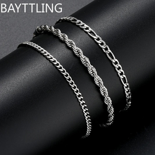 925 Sterling Silver Punk Figaro Bracelet Chain para Homens e Mulheres, Hip Hop Party Jewelry, Presentes de Moda, Atacado, Novo, 8"