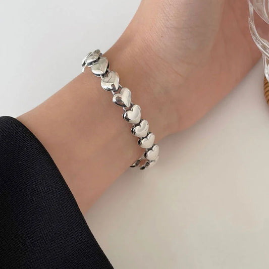 925 pulseiras de prata esterlina para homens e mulheres, acessórios de cordas vintage, simples coração pingente, presente da jóia do partido, tendência