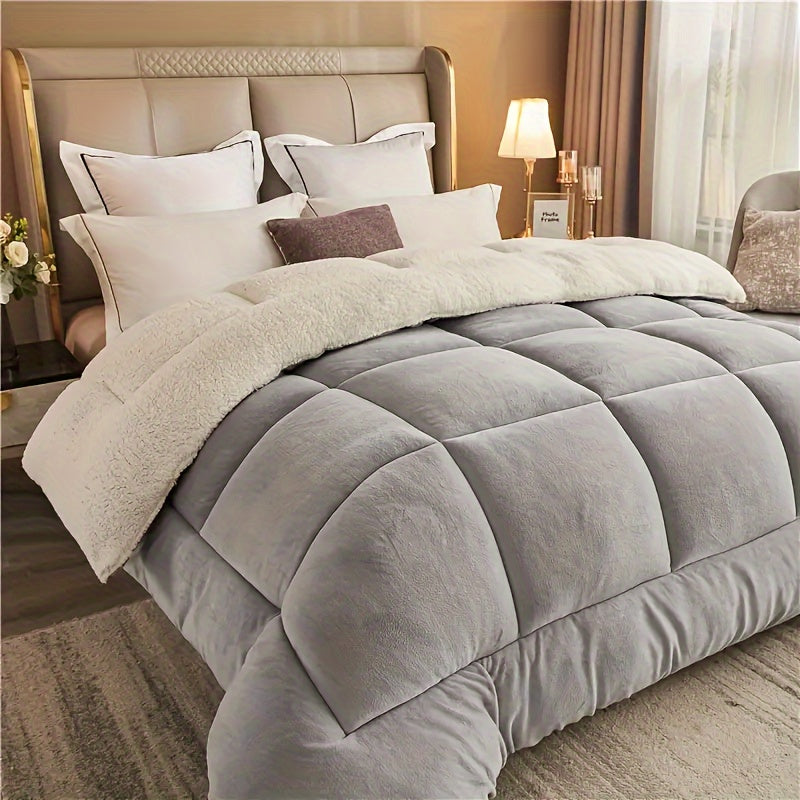 Reversible Plaid Comforter - Contemporary All-Season Quilted Duvet Insert with Box Stitch, Ultra Soft Milk Velvet Fabric, Medium Weight Polyester Fill, Machine Washable, Multipurpose - Available in 9 Sizes, Christmas Present