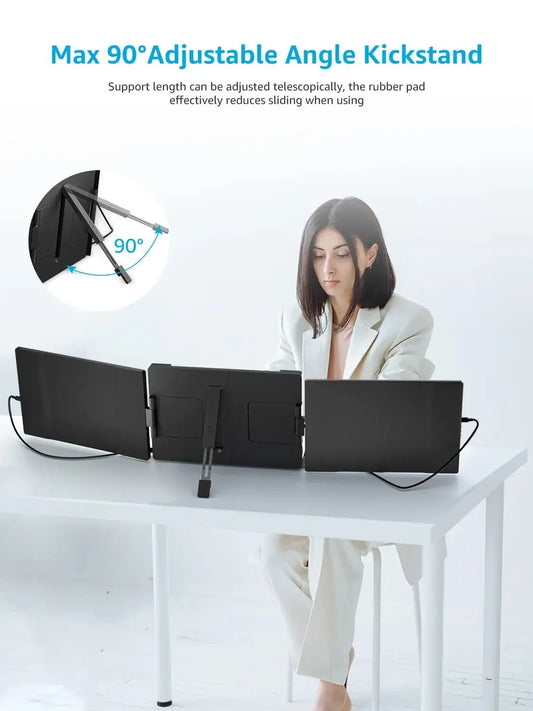 Dopesplay 14.1" Triple Portable Monitor For Laptop 1200P FHD IPS Extender Screen Type-C USB For PC Switch Mac Laptop Up to 17.3“