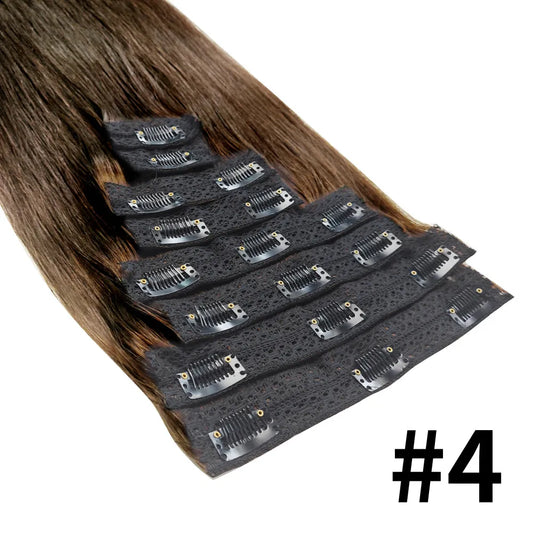 Aplique de cabelo Humano liso de tic tac Extensões Invisível