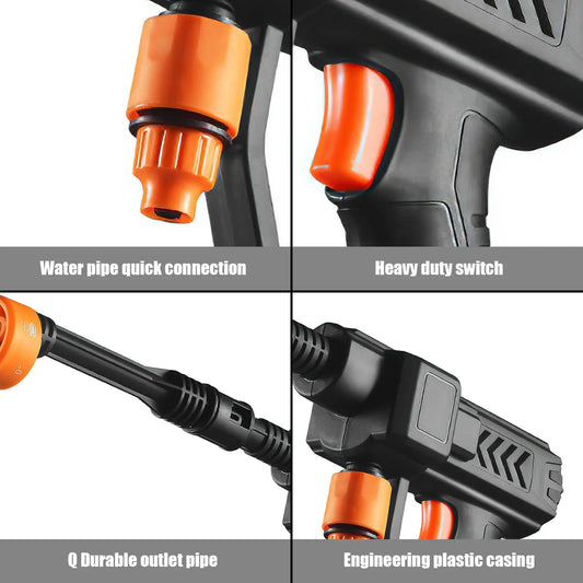 6-in-1 48V Portable Electric High Pressure Washer Cordless Efficient Car Garden Cleaning Spray Gun Tool With Battery