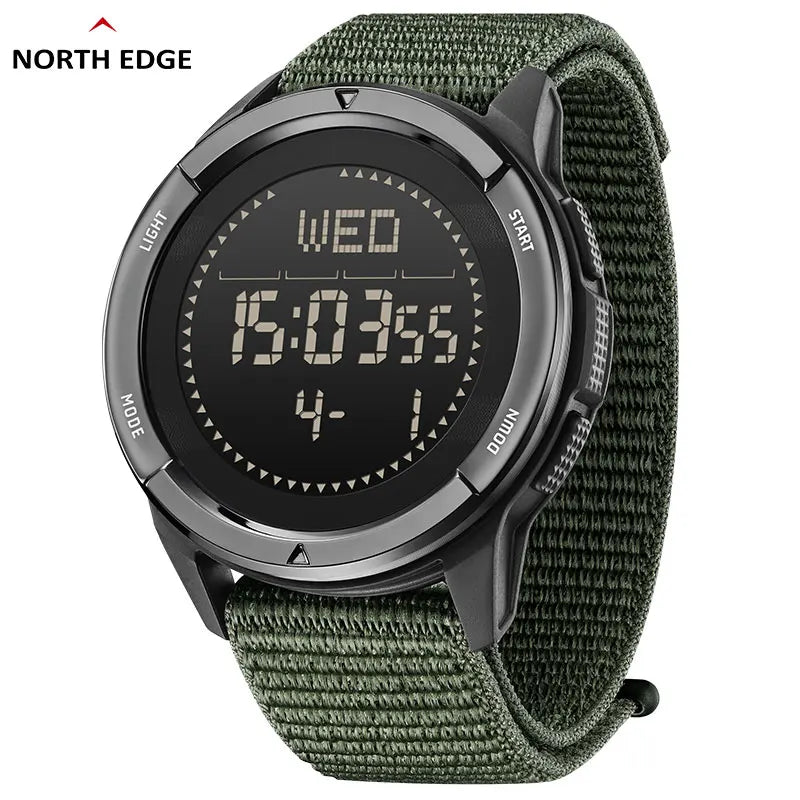NORTH EDGE ALPS Reloj digital de fibra de carbono para hombre, resistente a golpes, deportivo, militar, superligero, con brújula para exteriores, resistente al agua hasta 50 m.