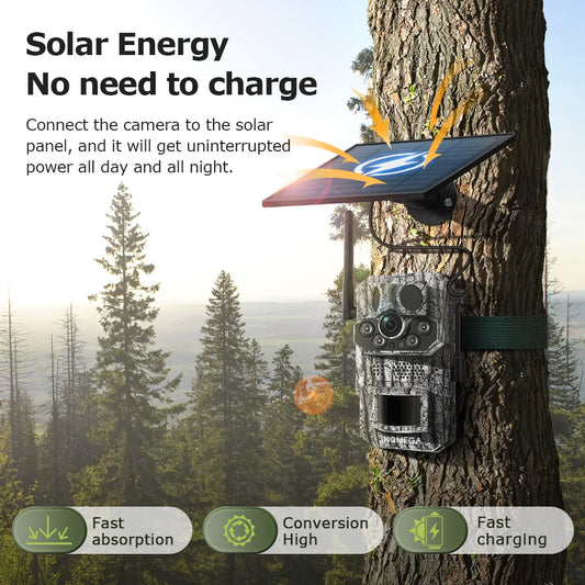 INQMEGA4G 2K 5MP PIR Motion Activated Trigger Time Night Vision IP66 Hunting Trail Wildlife Battery Solar Camera Forest