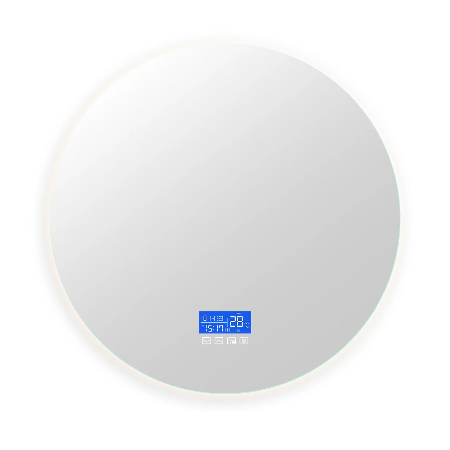 Anajqaqia 100x100cm Bathroom Mirror with LED Lighting, with 3 Adjustable Brightnesses, Temperature Display and Anti-Fog, Round