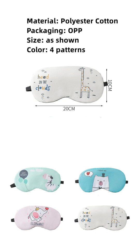 Bonito dormir máscara de algodão macio dormir venda dos desenhos animados olho capa conforto sombreamento viagem relaxar sombra saúde olho capa