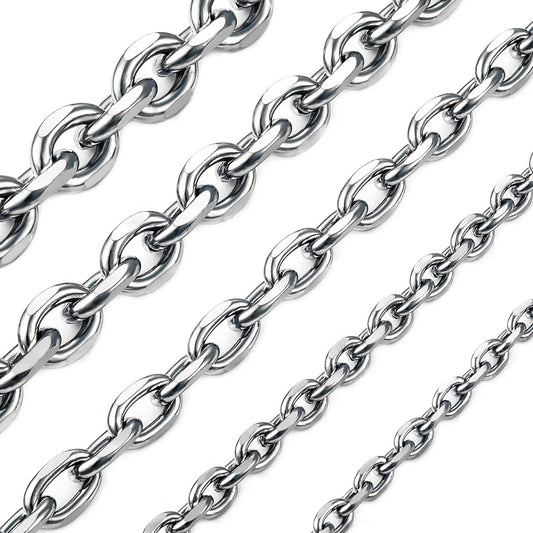 Colar de Aço Inoxidável para Homens e Mulheres, Cor Prata, O Shape Chain, New Fashion Jewelry, 1.6mm, 2.4mm, 3mm, 4mm, 5mm