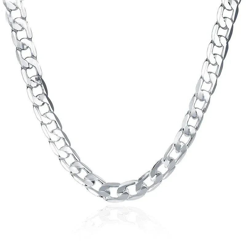 925 Sterling Silver Necklace for Men Women, Classic Chain, Luxury Jewelry, Wedding, Christmas Gifts 16, 18, 20, 22, 24 Inches, 6mm