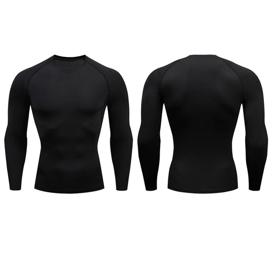 Compressão Running T-Shirt para Homens, Fitness Apertado, Camisas Esportivas de Manga Comprida, Treinamento Jogging Tops, Ginásio Sportswear, Dry Fit Rashgard