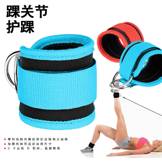 Correias de tornozelo para academia, anel duplo d ajustável, punhos acolchoados de neoprene, suporte para treinamento de pernas, abdutores de segurança esportiva