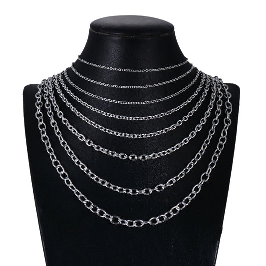 Cross O Bulk Chain Necklace para Homens e Mulheres, Aço Inoxidável, Joias DIY, Pulseira, Atacado, Largura 1.5mm-6mm, 1Pc