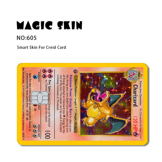 Decalques impermeáveis do cartão Pokémon, Pele do cartão do jogo, Adesivo Chip Grande e Pequeno, Stereo 2.5D HD