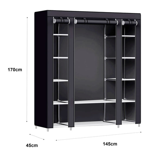 Nyana Home Fabric Dressing Cabinet 170x150x45cm, 3 doors, 11 holes, 1 wardrobe