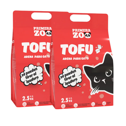 Primerazoo Natural Tofu Cat Litter, Super Odor Control, Flushable and Dust-Free, 100% Biodegradable, for Indoor Use, Red Color with Milk Scent.