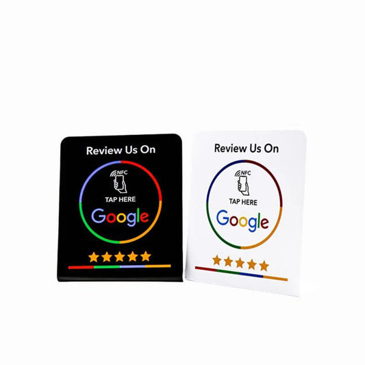 Exibir Bending Card Standing Brand Bracket, N-Tag para o Google Review, NFC Station Table, revisão programável, 13,56 MHz