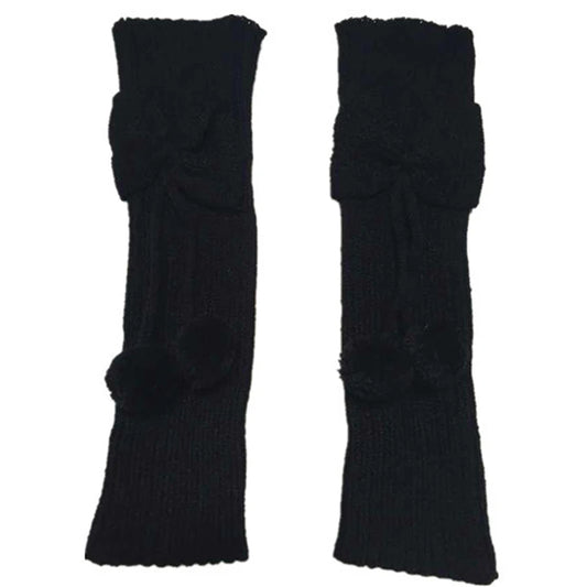 Girls' Bowknot Pompom Knit Leg Warmers, Meias Boot, Punhos, Toppers, Presentes de Natal, Moda, Crianças