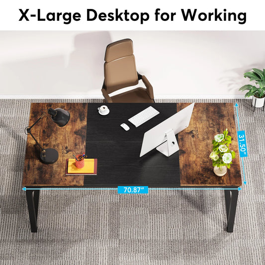 Guarnições-grande mesa do computador moderno para escritório, mesa de estudo, escrivaninha, estação de trabalho para casa