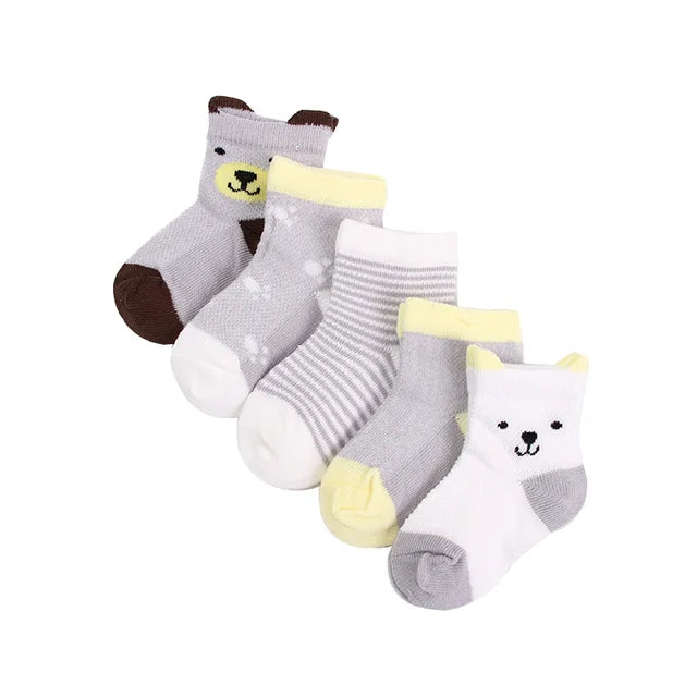 5 pares/lote de calcetines de punto de algodón suave para recién nacidos, calcetines cortos para bebés de 0 a 24 meses