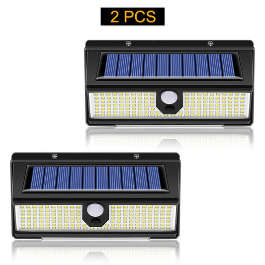 Solar LED Outdoor Light com 4 Working Mode, Decoração do jardim, Sensor de movimento, Lâmpadas de parede, IP65 impermeável, 190LED
