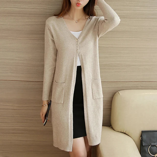 Casaco de malha de manga comprida feminino, suéter feminino, tops casuais, suéteres soltos, monocromático, maré coreana, primavera, outono, novo